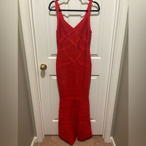 Elegant Red Bandage Dress